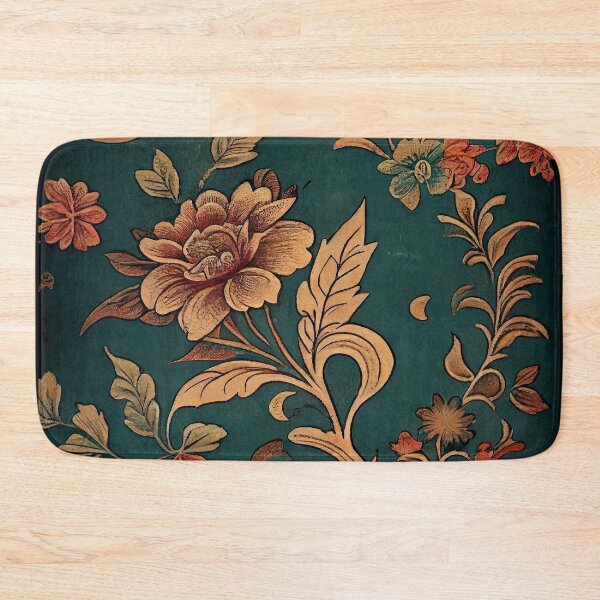 Item preview, Dark Emerald Garden: Golden Botanical Tapestry designed and sold by ShadowAndSlate.