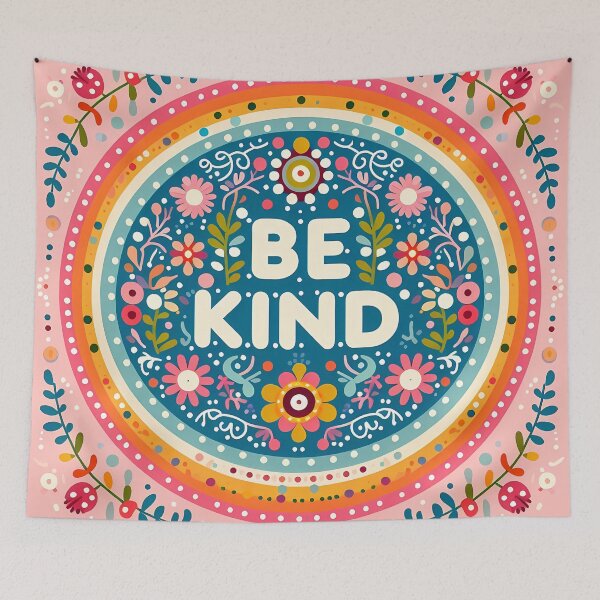 Item preview, Be Kind Floral Mandala - Scandinavian Folk Art by heidiannemorris © designed and sold by FOLK ART FUSION by heidiannemorris.