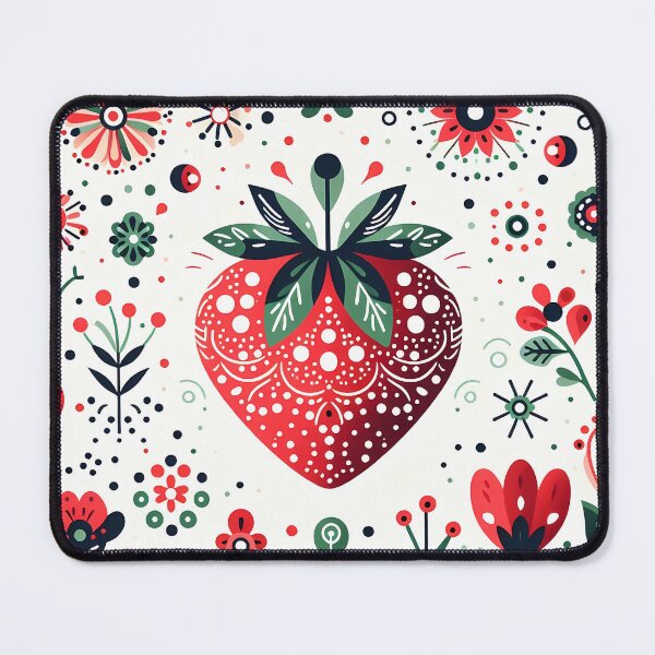 Item preview, Sweet Strawberry Delight - Scandinavian Folk Art Summer of Strawberries by heidiannemorris © designed and sold by FOLK ART FUSION by heidiannemorris.