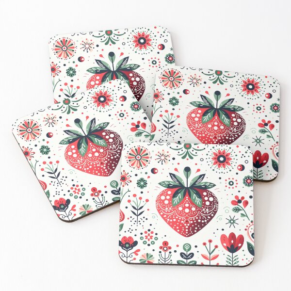 Item preview, Sweet Strawberry Delight - Scandinavian Folk Art Summer of Strawberries by heidiannemorris © designed and sold by FOLK ART FUSION by heidiannemorris.