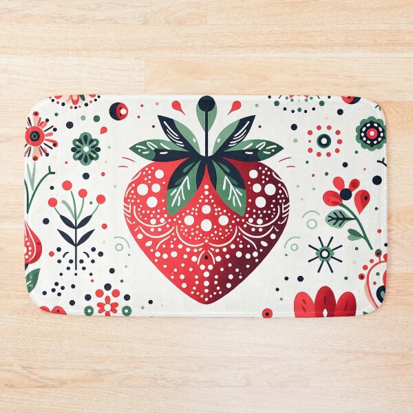 Item preview, Sweet Strawberry Delight - Scandinavian Folk Art Summer of Strawberries by heidiannemorris © designed and sold by FOLK ART FUSION by heidiannemorris.