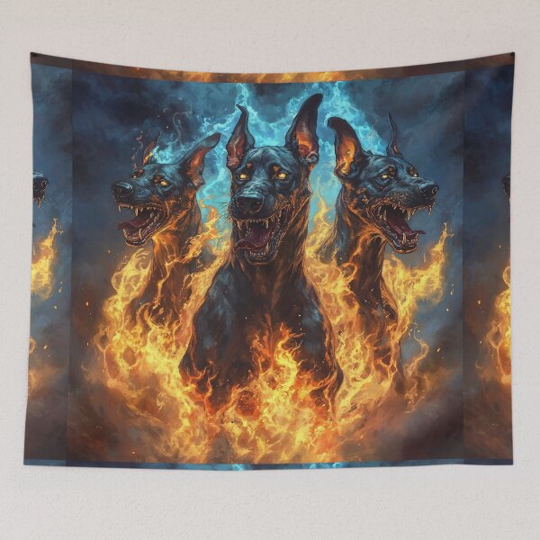 Item preview, Cerberus Three-Headed Hellhound in Flames designed and sold by Anastasiia Yurevych.
