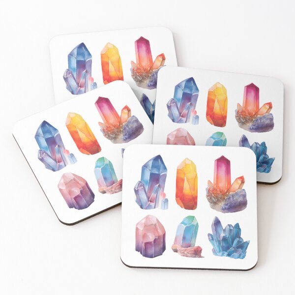 Item preview, Watercolor Crystals Set - Colorful Gemstones and Minerals Art designed and sold by Kollibri.