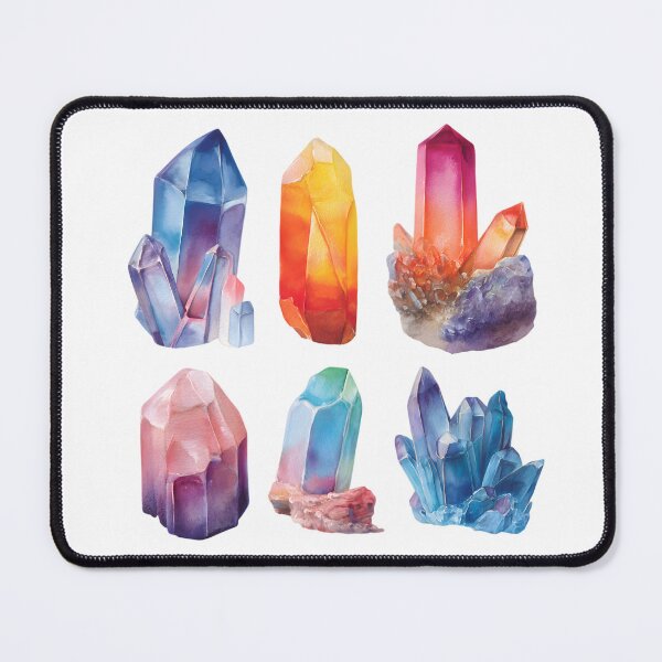 Item preview, Watercolor Crystals Set - Colorful Gemstones and Minerals Art designed and sold by Kollibri.