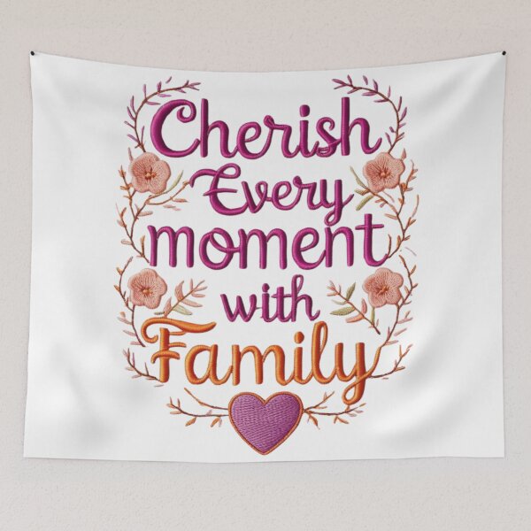 Item preview, Floral Cherish Every Moment with Family Embroidery designed and sold by ArtDesignTp.