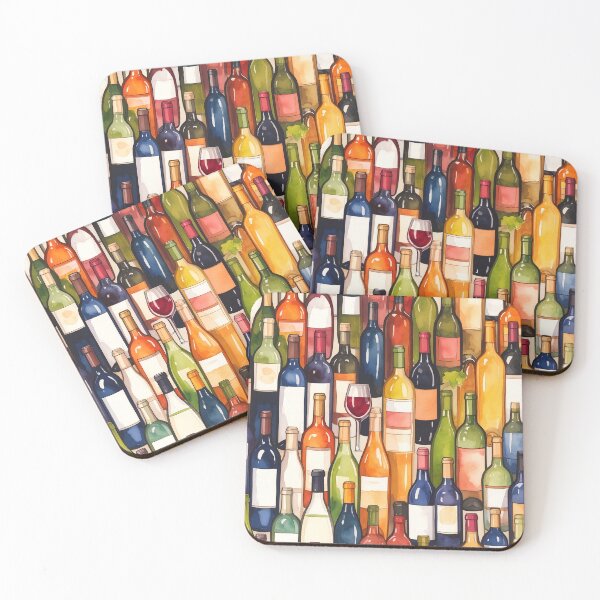Item preview, Wine Bottles Pattern designed and sold by ArtFactoryAI.