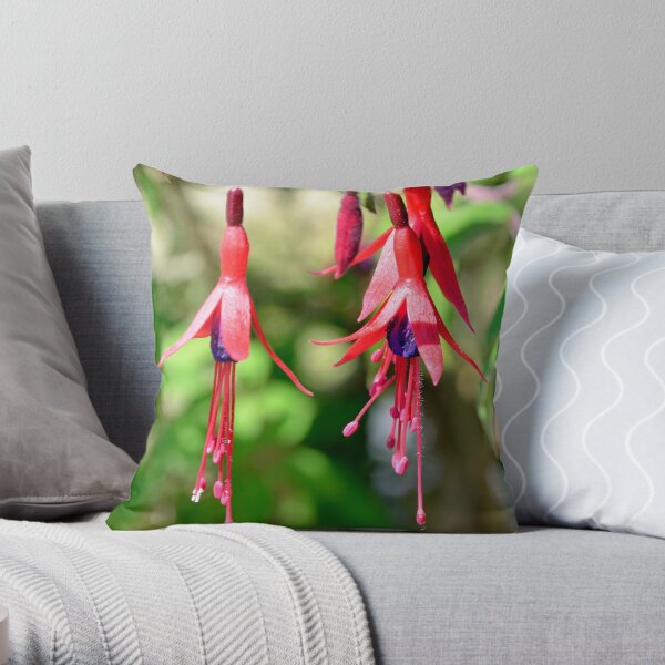 Red and Purple Fuchsia Throw Pillow