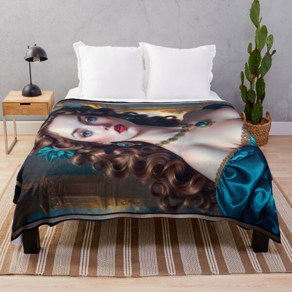 Item preview, Mesmerizing Portrait Of Matera Veridia In Teal Silk And Gold Embroidery Enthralling AI Concept Art by Xzendor7 designed and sold by Xzendor7 Digital Art Creations.