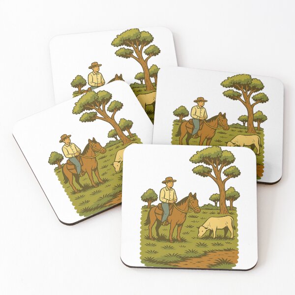 Item preview, Cowboy Sunset – Illustrated Ranch Scene designed and sold by Western Wear Art.