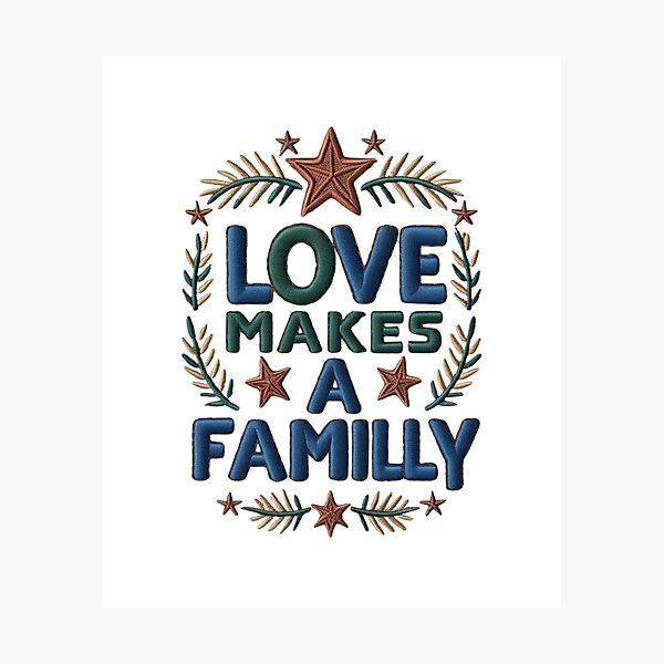 Item preview, Love Makes a Family Embroidered Style Design designed and sold by ArtDesignTp.