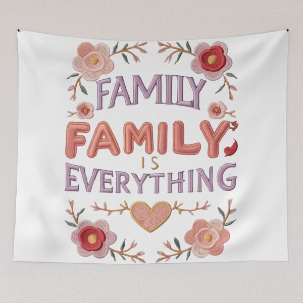 Artikelvorschau, Gesticktes Blumenmuster „Familie ist alles“ entworfen und verkauft von ArtDesignTp.