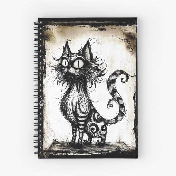 Artikelvorschau, Skurrile gotische Katze – Surreale Katzenillustration mit Spiralaugen entworfen und verkauft von Spaabus.