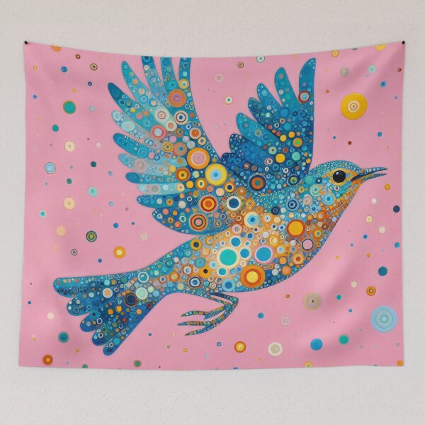 Item preview, Beautiful Blue Song Thrush in Flight by heidiannemorris © designed and sold by FOLK ART FUSION by heidiannemorris.