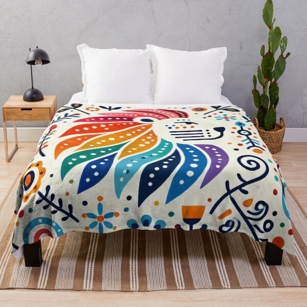 Item preview, Scandinavian Folk Art Rainbow Animals - Lion by heidiannemorris designed and sold by FOLK ART FUSION by heidiannemorris.