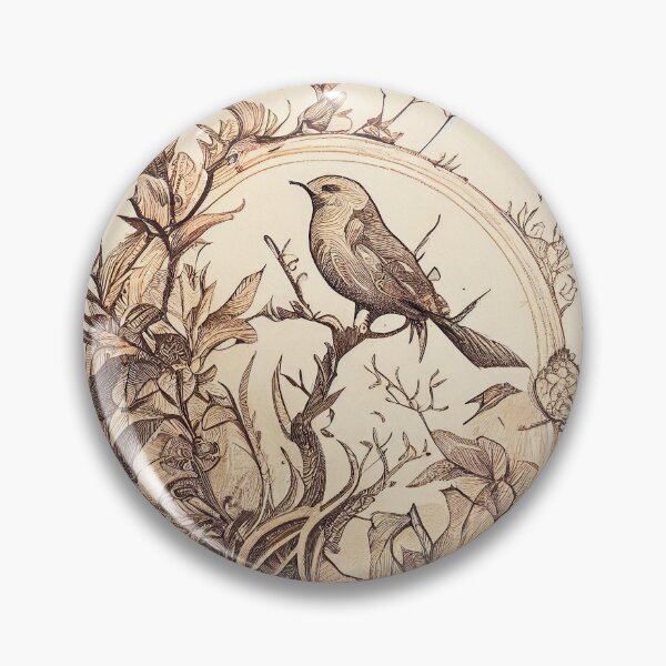 Item preview, Woodland Perch: Vintage Bird and Botanical Vignette designed and sold by ShadowAndSlate.