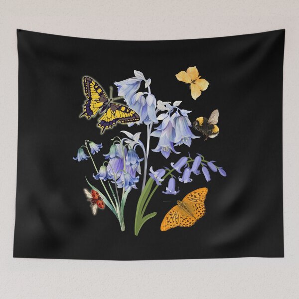 Item preview, Virginia Bluebells Butterflies Pollinator Native Flowers Colorful Design designed and sold by EarthArtDesigns.