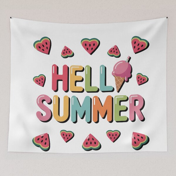 Item preview, Hello Summer | Cute Watermelon & Ice Cream Retro Digital Art 2025 designed and sold by AnnDesignStudio.