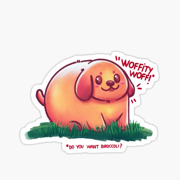 Chubby Roundy Doggo - Kawaii Chibi Broccoli Lover Sticker
