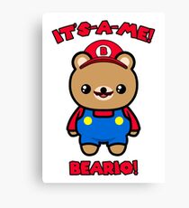 Bear Cute Funny Kawaii Mario Parody Canvas Print