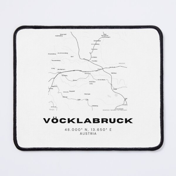 Item preview, Vöcklabruck Map – Black and White Upper Austria Art Print designed and sold by RM-Journey.