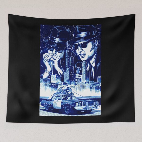 Item preview, Blues Brothers chicago joliet jake elwood 80s movies cult classic belushi ackroyd r&b music band illinois bluesmobile blue and white designed and sold by JonathanGrimm.