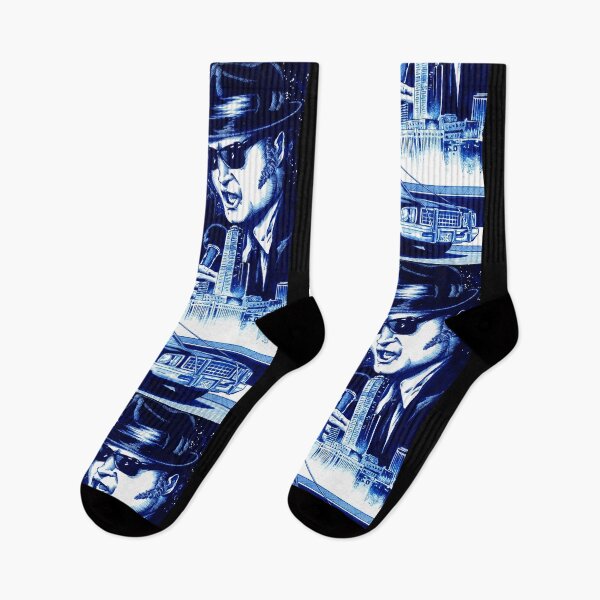 Item preview, Blues Brothers chicago joliet jake elwood 80s movies cult classic belushi ackroyd r&b music band illinois bluesmobile blue and white designed and sold by JonathanGrimm.