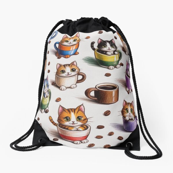 Item preview, Many Cats and Coffee Mugs - Colorful pattern  designed and sold by AlinaSCorner.