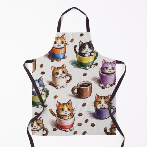 Item preview, Many Cats and Coffee Mugs - Colorful pattern designed and sold by AlinaSCorner.