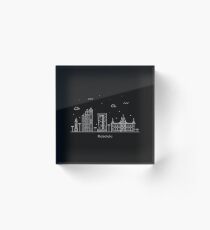 Honolulu Skyline Minimal Line Art Poster Acrylic Block