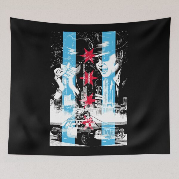 Item preview, Blues Brothers chicago joliet jake elwood 80s movies cult classic belushi ackroyd r&b music band illinois bluesmobile flag 2 designed and sold by JonathanGrimm.