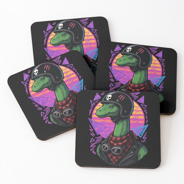 Item preview, Retro Biker Brontosaurus Dinosaur In Helmet designed and sold by TomFrontierArt.