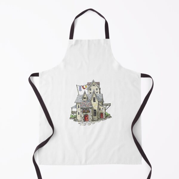 Item preview, Fantasy House with Line of Laundry, Wonky Building Illustration designed and sold by JoyfulWhimsy.
