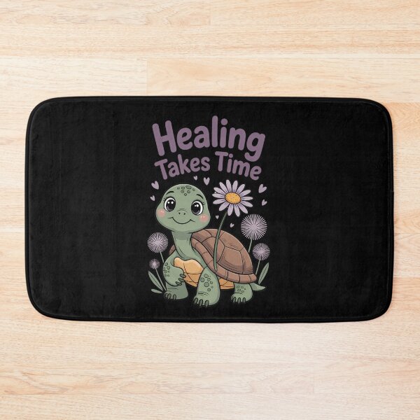 Item preview, Healing Takes Time – Cute Turtle with Flowers and Gentle Self-Care Quote designed and sold by ArtFeverShop.
