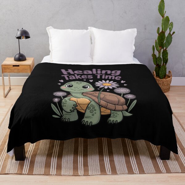 Item preview, Healing Takes Time – Cute Turtle with Flowers and Gentle Self-Care Quote designed and sold by ArtFeverShop.