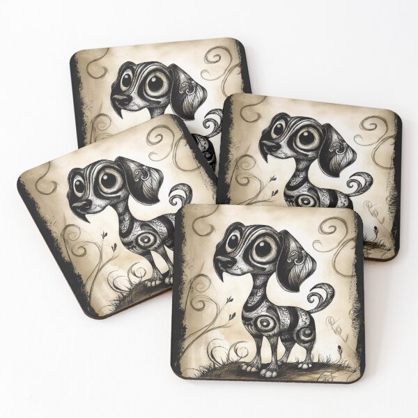 Item preview, Gothic Swirl-Eyed Dog – Whimsical Tattoo-Style Illustration designed and sold by Spaabus.