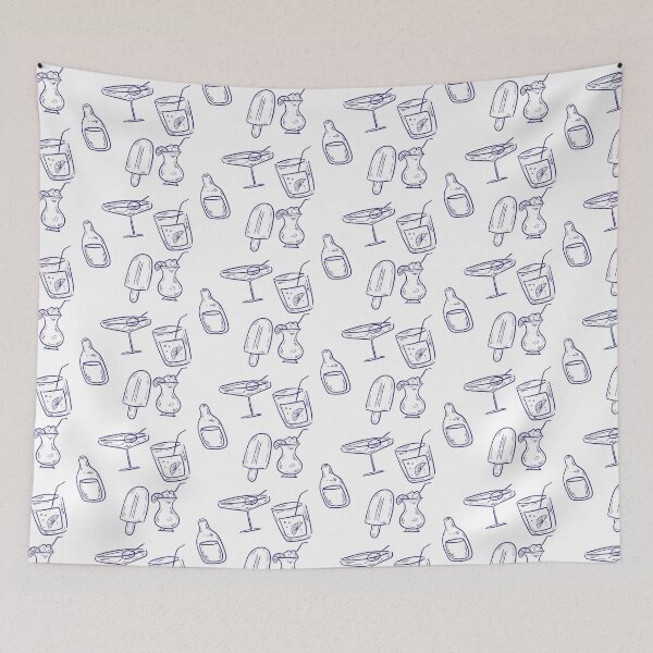 Item preview, Summer Drinks and Treats – Hand Drawn Blue Sketch designed and sold by дітаті.