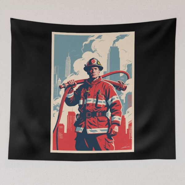 Item preview, Courage Under Fire – Retro Firefighter in Hope Style designed and sold by HoopeStylee.