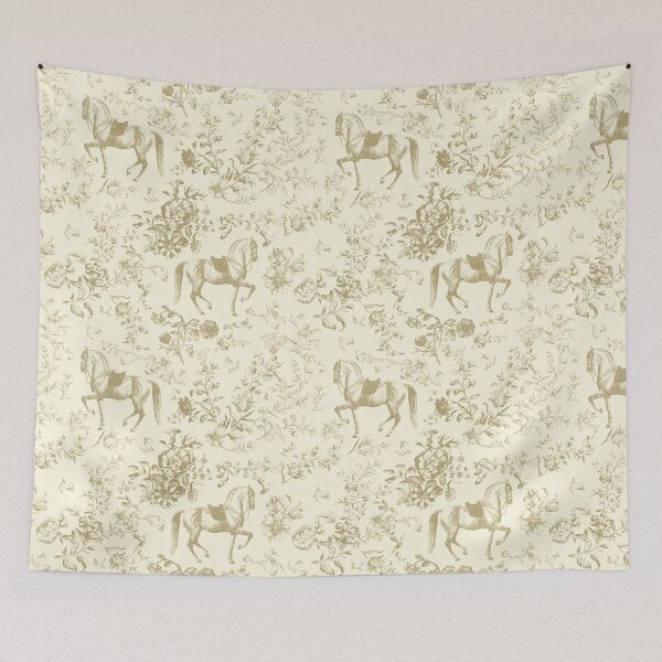 Item preview, Elegant Vintage Beige Cream Floral Horse Saddle Toile   designed and sold by tanjica.