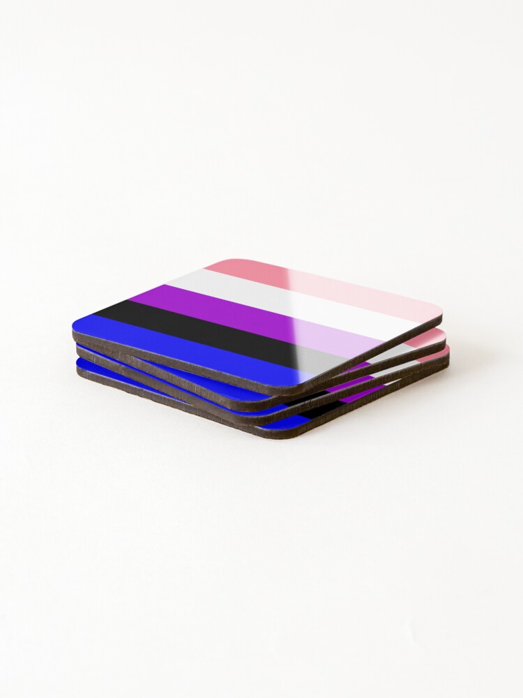 Thumbnail 4 of 5, Coasters (Set of 4), Genderfluid Flag Color Block designed and sold by Proud-Rabbit.