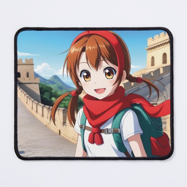 Item preview, Girl with red scarf on the Chinese wall designed and sold by MerlinWear.