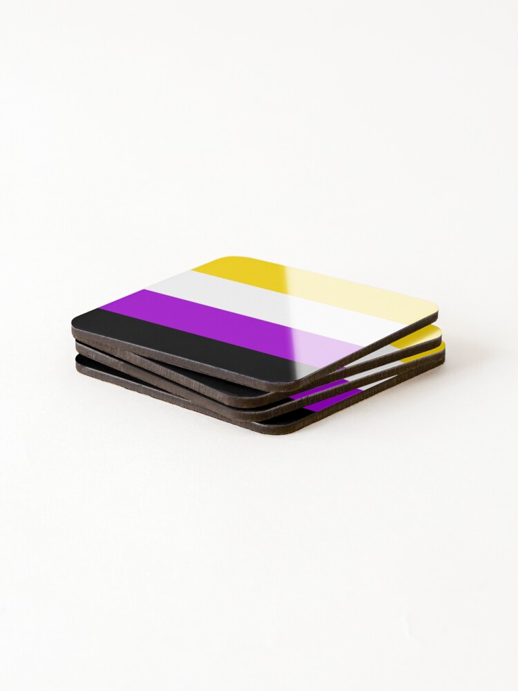 Thumbnail 4 of 5, Coasters (Set of 4), Non-binary Flag Color Block  designed and sold by Proud-Rabbit.