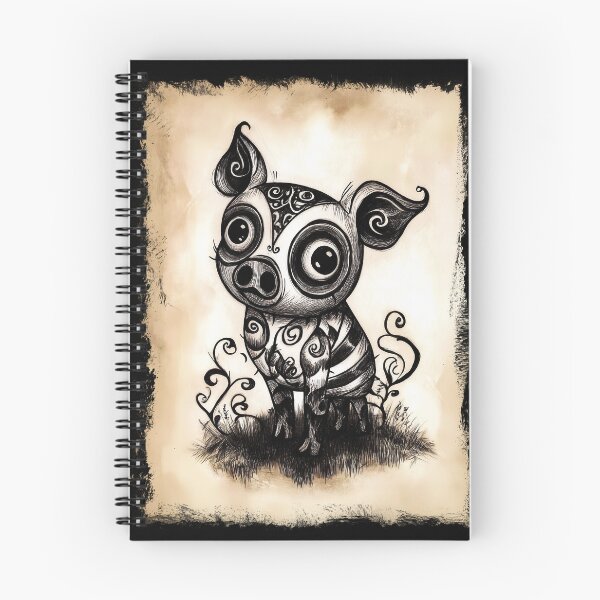 Item preview, Gothic Swirl Pig – Big-Eyed Fantasy Farm Animal Illustration designed and sold by Spaabus.