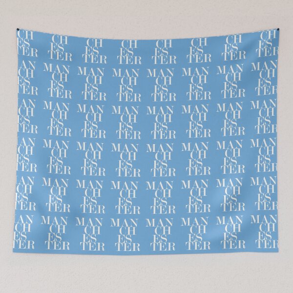 Item preview, Manchester UK City Blue Typography Minimalist Artwork designed and sold by kakarikihill.