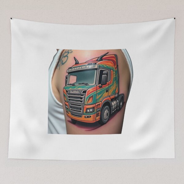 Item preview, Truck Tattoo Style Colorful Illustration Design designed and sold by AwixArslan.