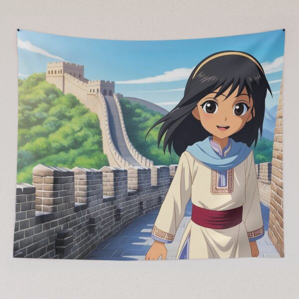 Artikelvorschau, Mädchen besucht die chinesische Mauer entworfen und verkauft von MerlinWear.