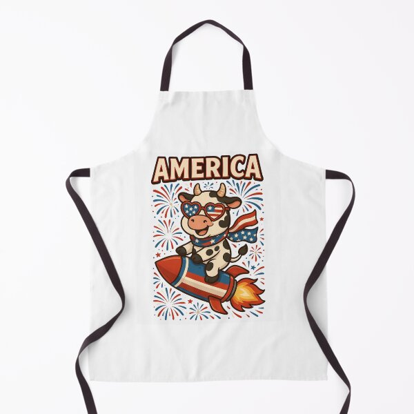 Item preview, Patriotic Cow Cartoon on Rocket 4th of July USA Animal Art designed and sold by Imaginarium Design.