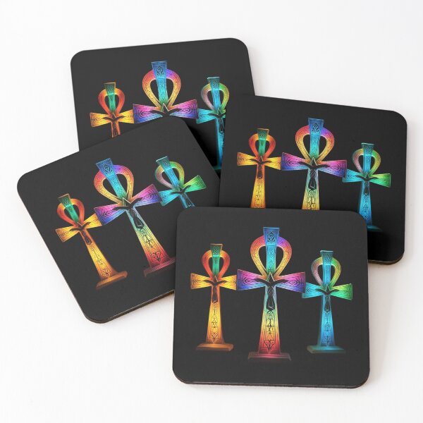 Item preview, Vibrant Triple Ankh Symbol Ancient Egyptian Sacred Life Cross Design designed and sold by Shabby Script Archive | Digital Designer .