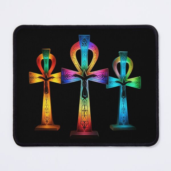 Item preview, Vibrant Triple Ankh Symbol Ancient Egyptian Sacred Life Cross Design designed and sold by Shabby Script Archive | Digital Designer .