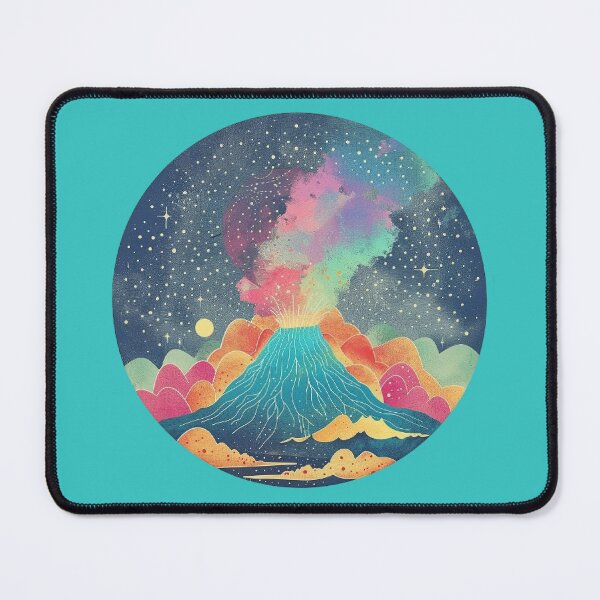 Item preview, Retro Celestial Volcano Circle Art – Soft Pastel Landscape Illustration designed and sold by Dream Circuit .