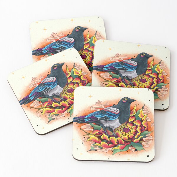 Item preview, Magpie with chrysanthemum designed and sold by MoxxiFoxxy.